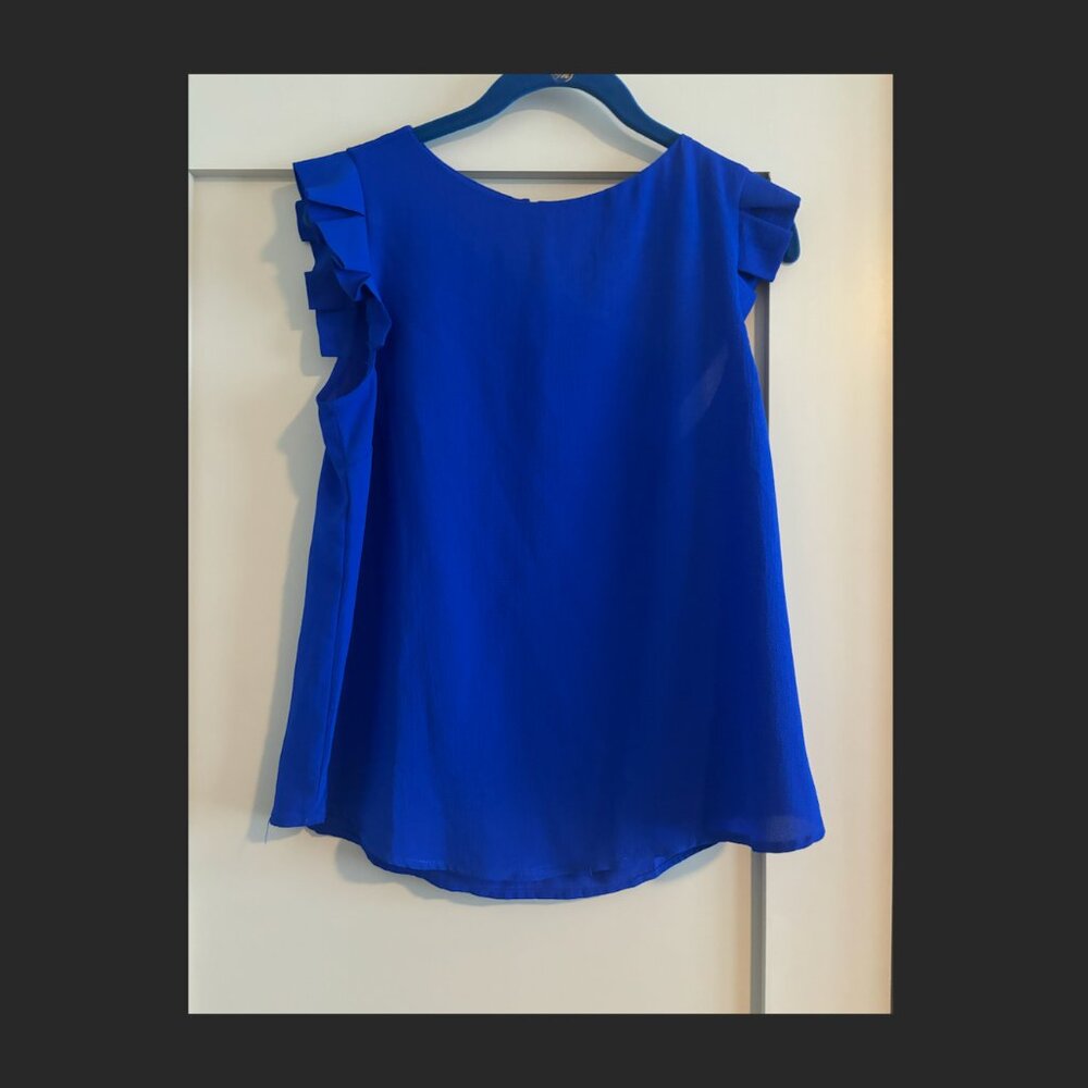Dark Blue Short Sleeve Work Blouse Size M